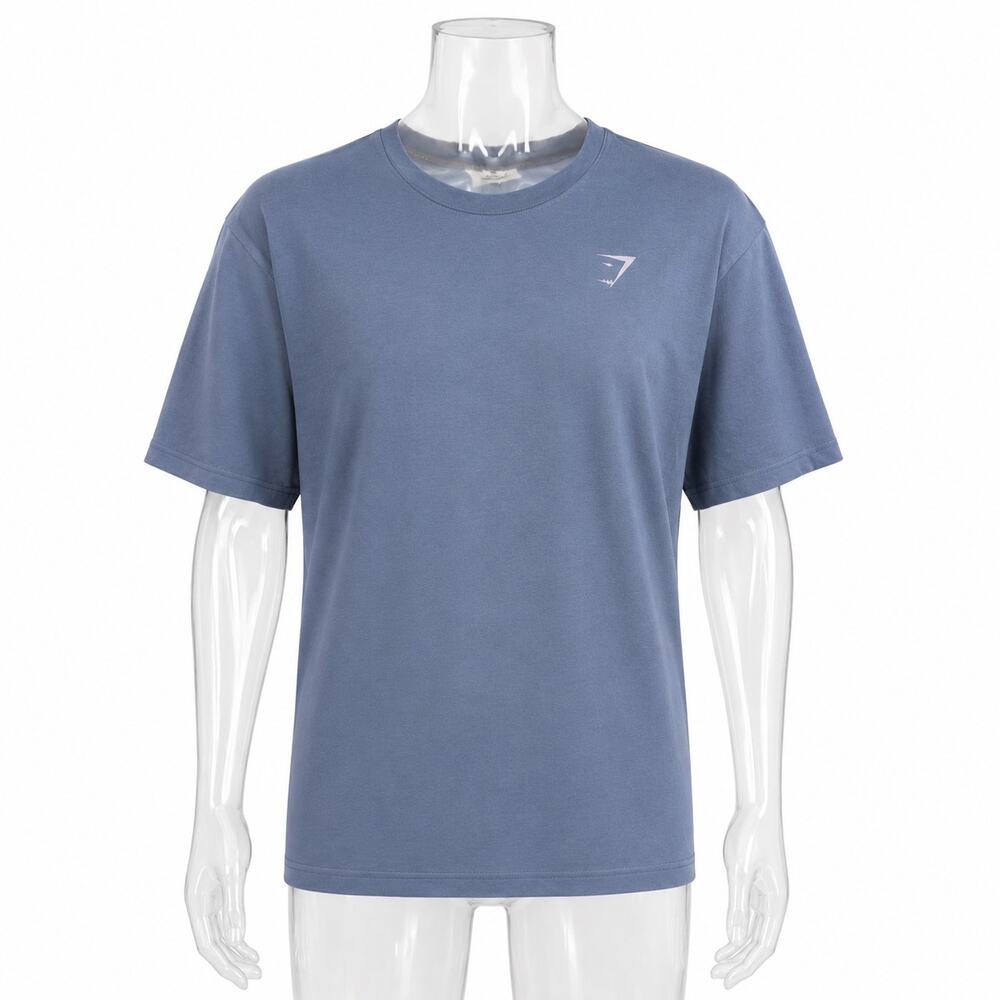 Gymshark Blue Oversized Tee Shirt Minimalist Athletic Streetwear Small